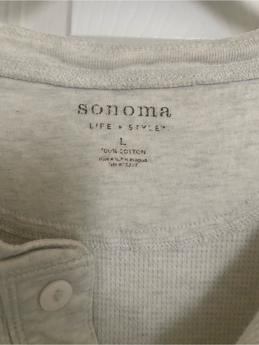 Sonoma 100% cotton Long-Sleeve Henley in Light Taupe - Picture 2 of 2